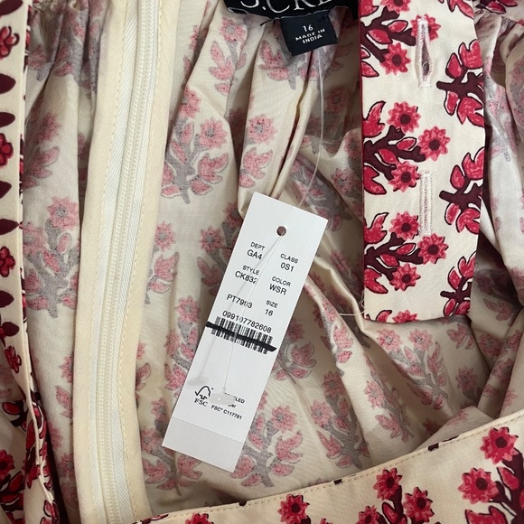 NWT!! J. CREW Poplin Apron Dress Floral Block Print Warm Sesame Red Size 16 - Picture 13 of 15